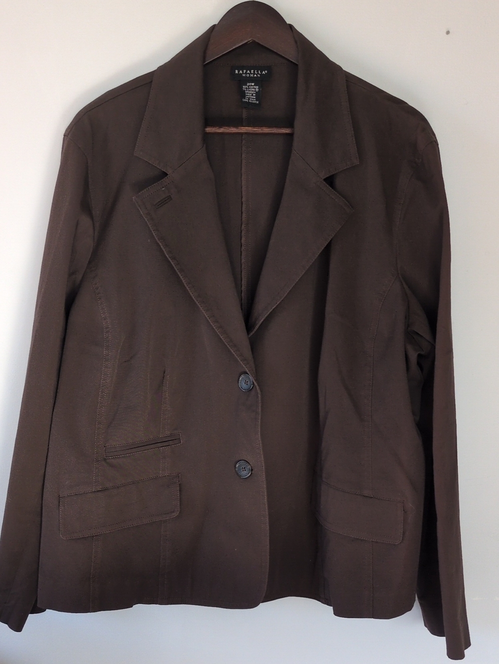 Rafaella Brown Two-Button Notch-Lapel Blazer